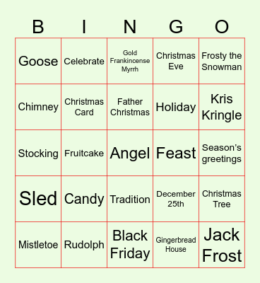 Christmas Bingo Card