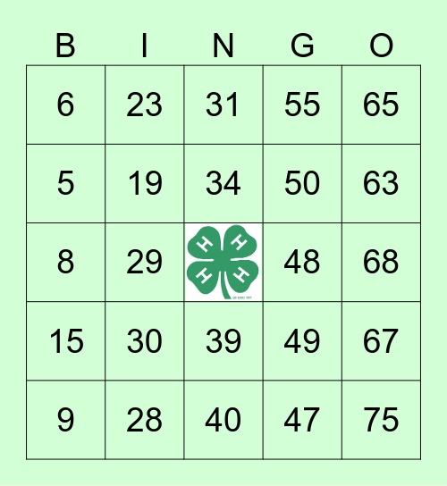 4-h Bingo Card