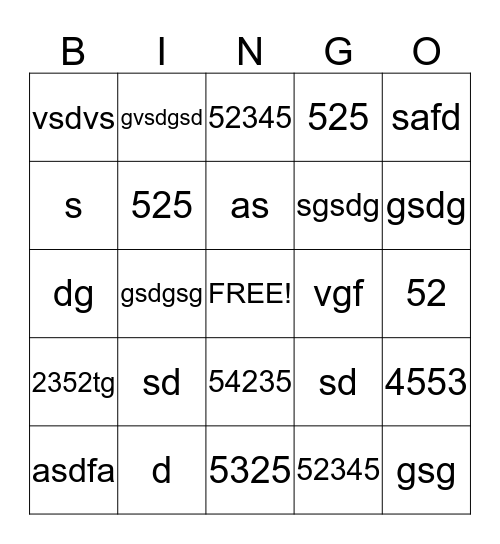 Fruits & Vegetables Bingo Card