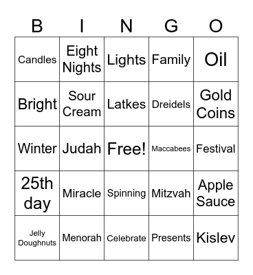 Hanukkah Bingo Card