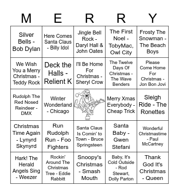 Christmas Rockers Bingo Card
