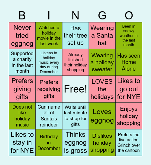 Marketing Team Holiday Bingo Card