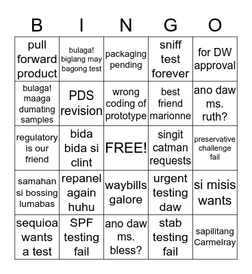 NPD / Consumer Research Bingo Card