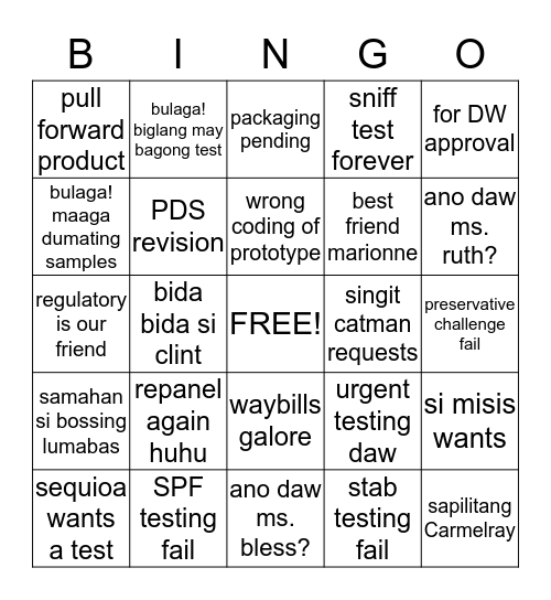 NPD / Consumer Research Bingo Card