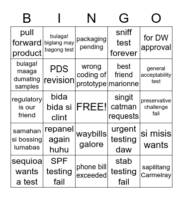 NPD / Consumer Research Bingo Card