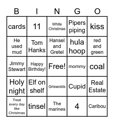 RES Christmas Trivia Bingo Card