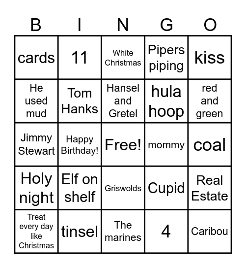 RES Christmas Trivia Bingo Card