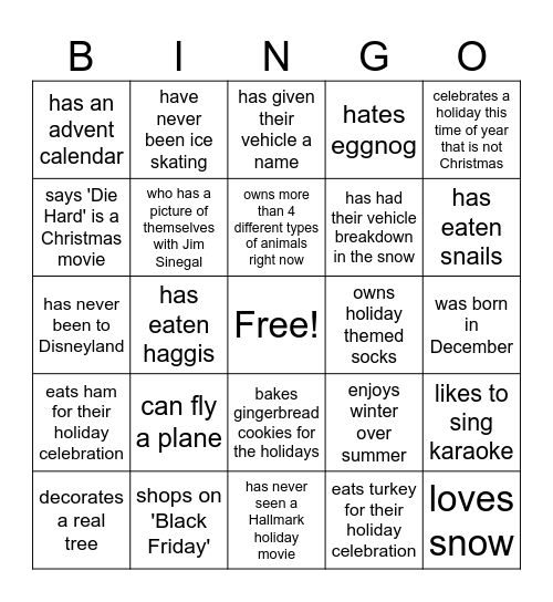 Human Bingo: Find someone who... Bingo Card