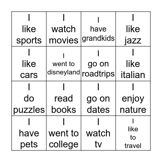 BINGO Card