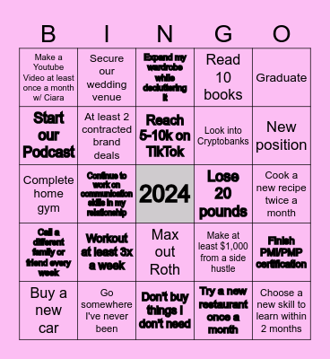 Janessa's 2024 GOALS Bingo Card
