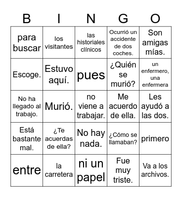 ¿Eres tú, María? 5 Bingo Card