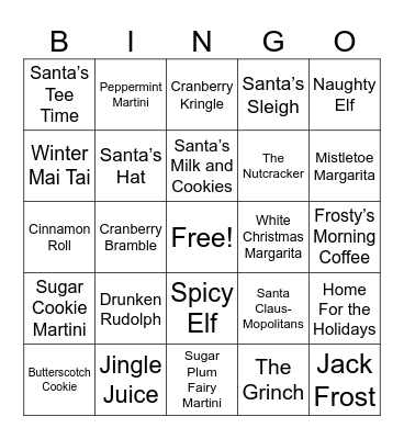 Holiday Featured Drink Bingo Card