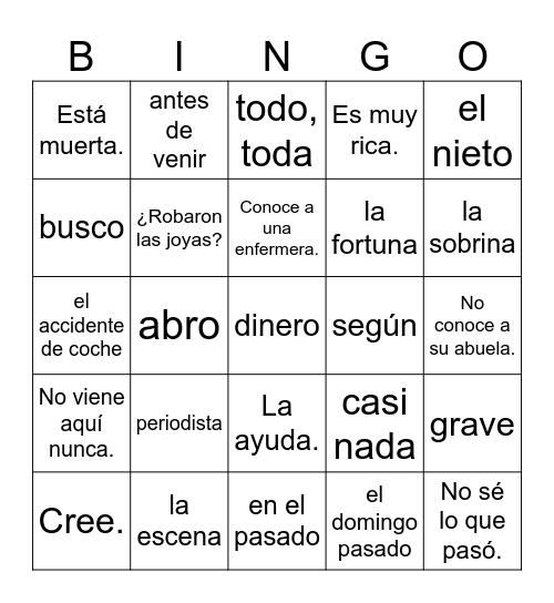 ¿Eres tú, María? 3 Bingo Card