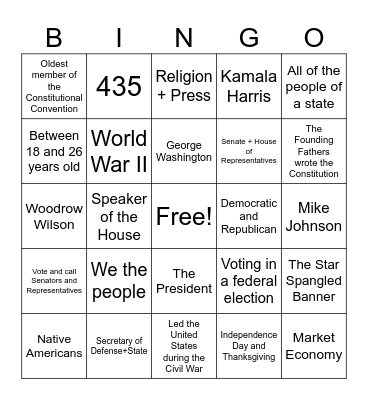 Final Review Bingo #3 Bingo Card