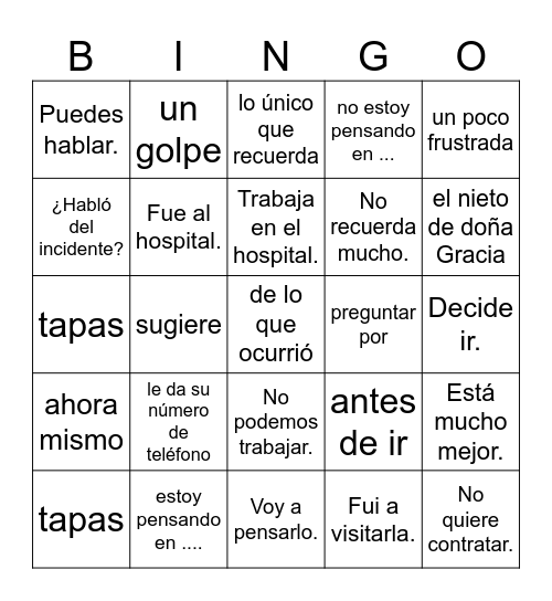 ¿Eres tú, María? 4 Bingo Card