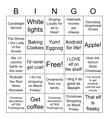 EvUCC's Christmas Connection Bingo Card