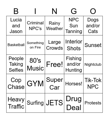 GTA 6 Bingo Card