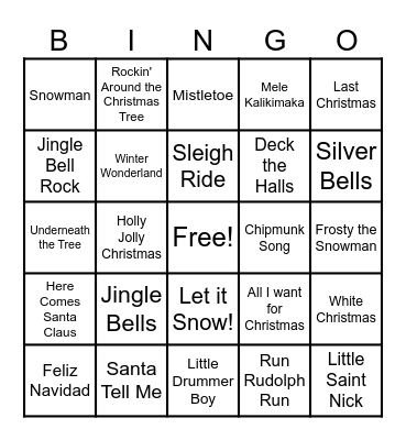 MUSIC BINGO Card