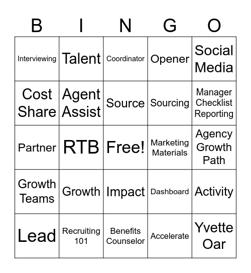 TALENT BINGO Card