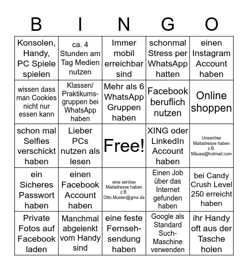 Alle die... Bingo Card