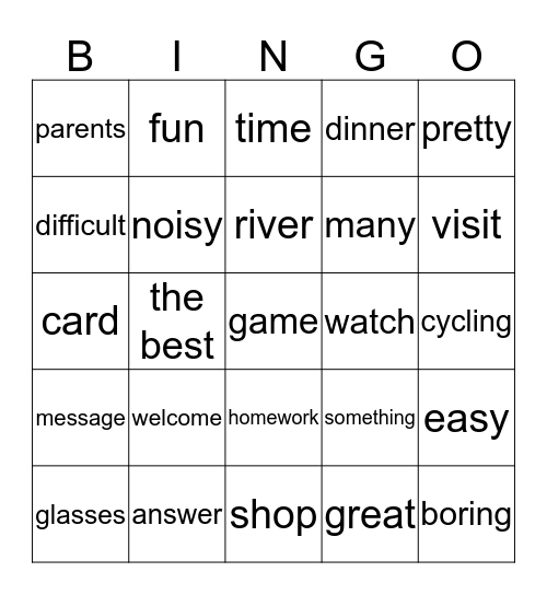 Class 5 Bingo Card