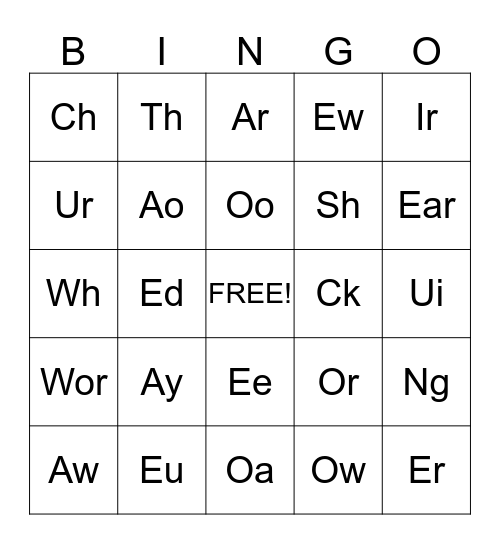 Phonogram Fun! Bingo Card