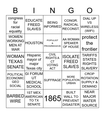 REVIEW  Bingo Card