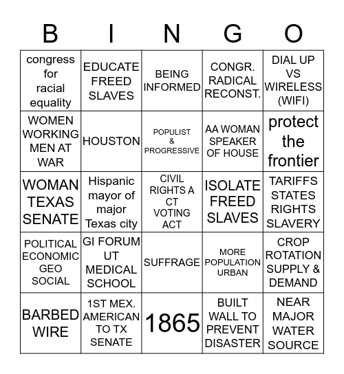 REVIEW  Bingo Card