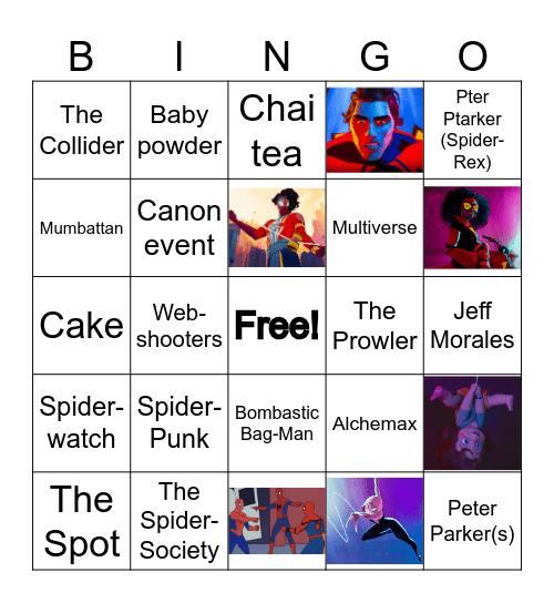 Spider-Verse Bingo Card