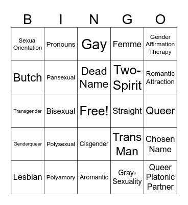 Pride Bingo Card