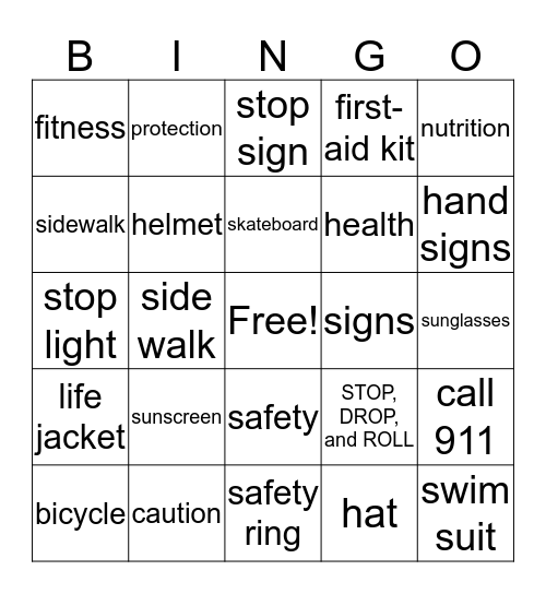 Summer Safety Bingo Card