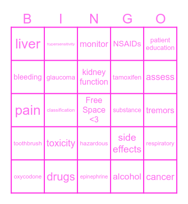 Hazardous Drugs Bingo Card