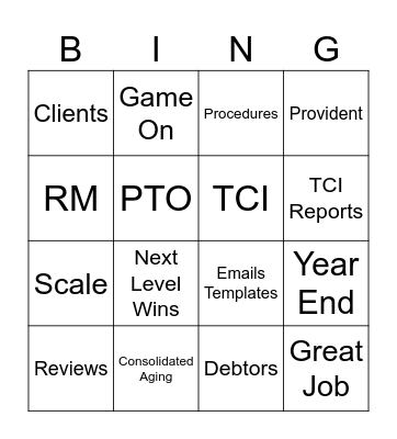 Operations BINGO! Bingo Card