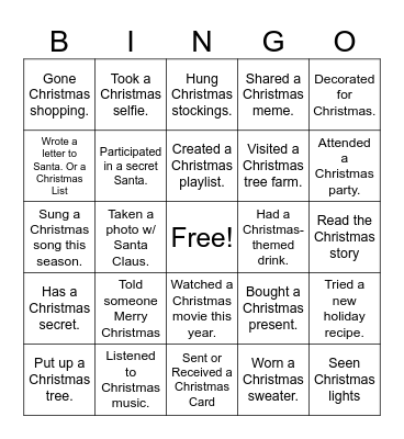 Christmas Bingo Card