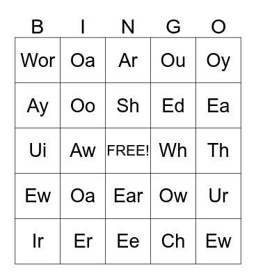 Phonogram Fun! Bingo Card