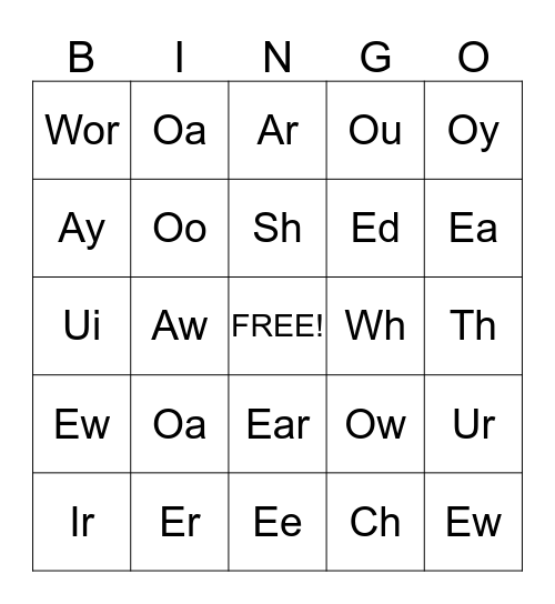 Phonogram Fun! Bingo Card