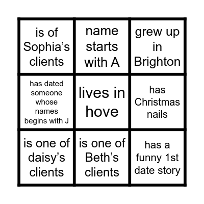 Greenhouse Xmas Party - find someone who… Bingo Card