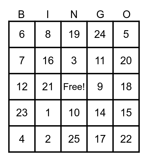 Holiday Bingo! Bingo Card