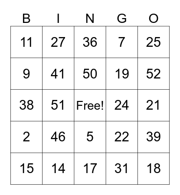 Holiday Bingo! Bingo Card