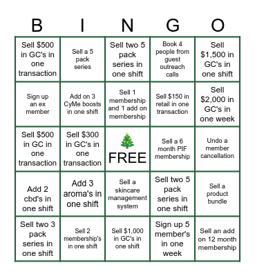 MASSAGE ENVY DECEMBER FDA GAME Bingo Card