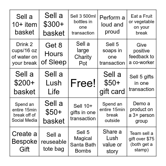 Holiday Bingo Week 3 12/18 - 12/24 Bingo Card