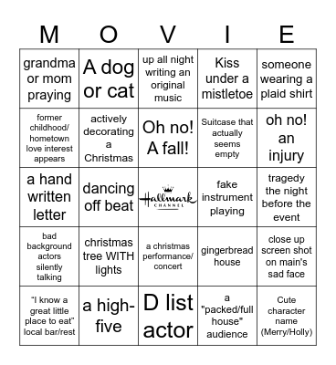 Hallmark Christmas Bingo Card