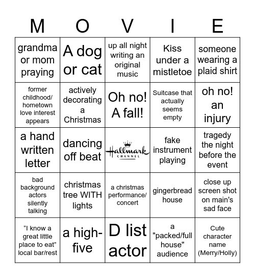 Hallmark Christmas Bingo Card