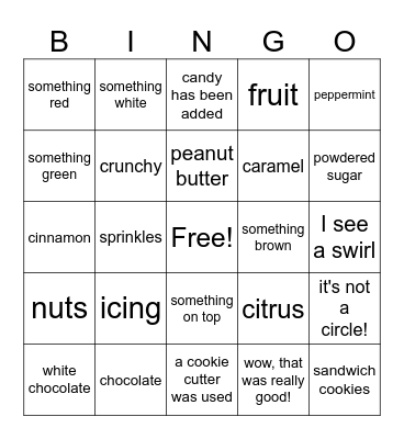 Cookie Judging Bingo Card