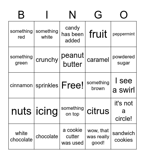 Cookie Judging Bingo Card