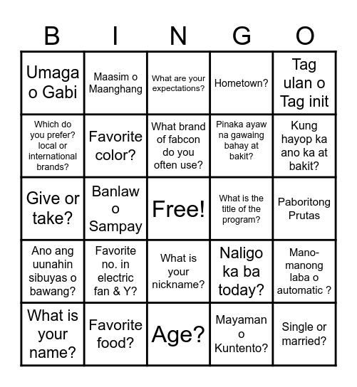 Mars, sino ka? Bingo Card