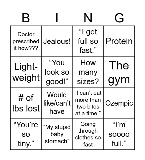 Birches Bingo Card