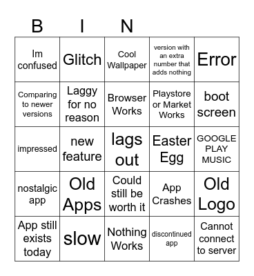 Legacy Android Bingo Card