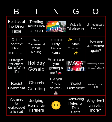 Family Christmas Bingo Card