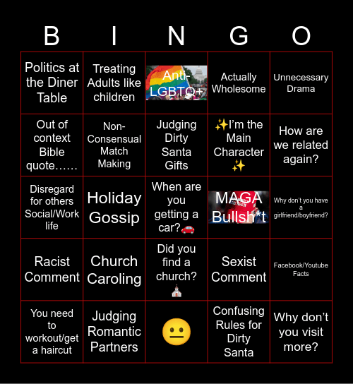 Family Christmas Bingo Card